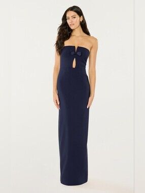 Nwt Likely Fallon Keyhole Bow Strapless Navy Maxi Dress Gown 12